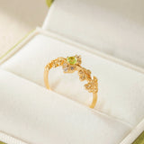 Bague Péridot Argent Plaqué Or Vintage - Biloria