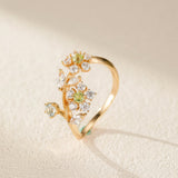 Bague Péridot Narcisses en Argent Plaqué Or - Biloria
