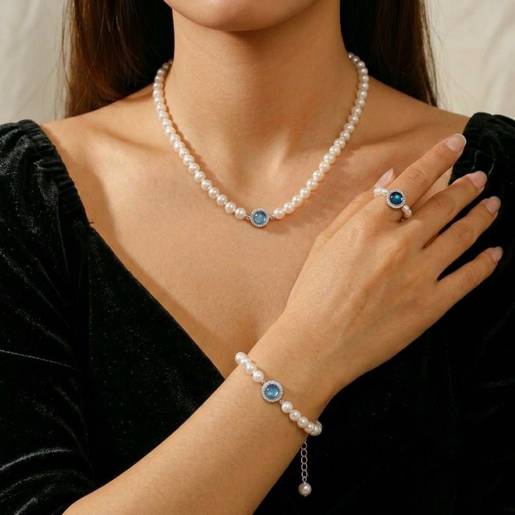 Bague Perle et Aigue Marine Argent 925 – Bijou de Sérénité - Biloria