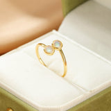 Bague Pierre de Lune Ajustable – Argent Plaqué Or pour Femme - Biloria
