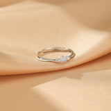 Bague Pierre de Lune Ajustable Argent S925 Zircon - Biloria