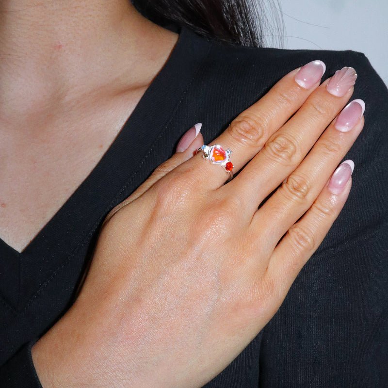 Bague Pierre de Lune Cœur Céleste - Bijou Ajustable Argent S925 - Biloria