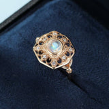 Bague Pierre de Lune Vintage – Argent Plaqué Or - Biloria