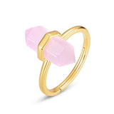 Bague Quartz Rose Pointe Cristal – Argent Plaqué Or 10K - Biloria