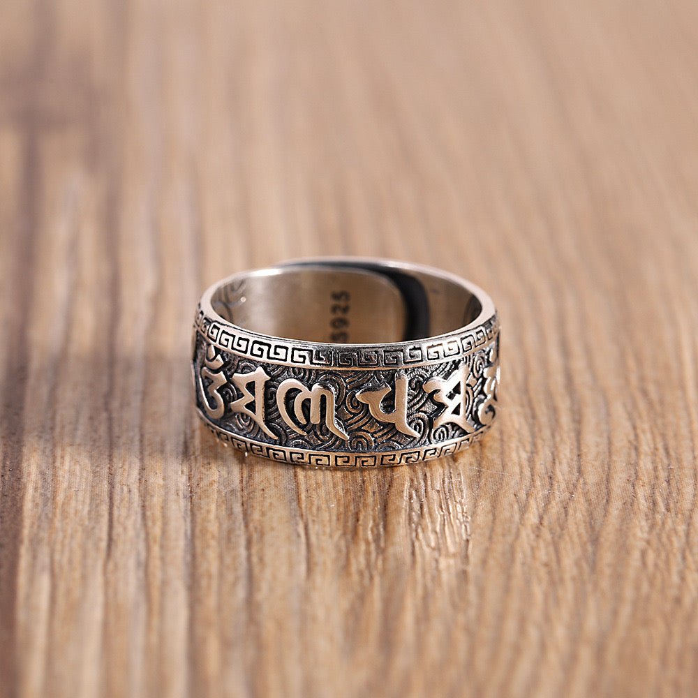Bague Six Mantras Argent 925 Femme Homme Ajustable - Biloria
