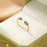 Bague Topaze Améthyste Taille Ajustable Argent Plaqué Or 10K - Biloria
