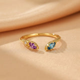 Bague Topaze Améthyste Taille Ajustable Argent Plaqué Or 10K - Biloria