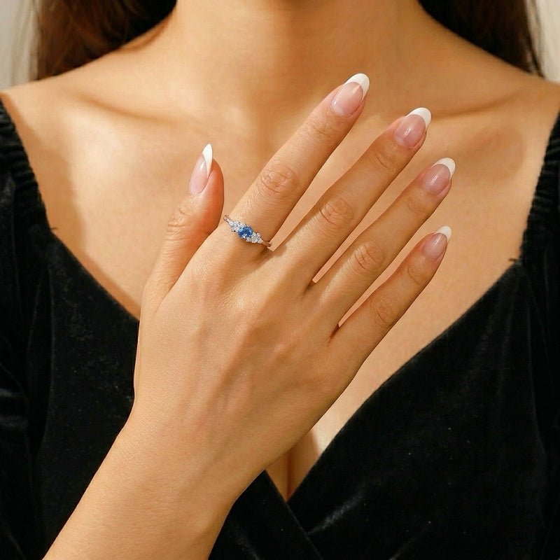 Bague Topaze Bleue Ajustable Argent – Éclat Céleste - Biloria