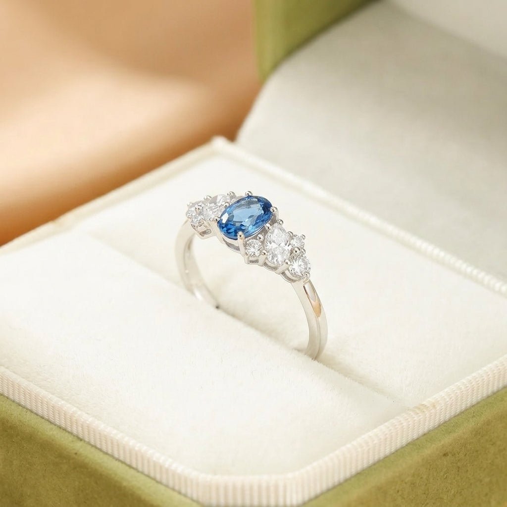 Bague Topaze Bleue Ajustable Argent – Éclat Céleste - Biloria