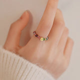 Bague Tourmaline Multicolore Fleur de Fortune - Argent Plaqué Or - Biloria