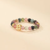 Bague Tourmaline Multicolore Fleur de Fortune - Argent Plaqué Or - Biloria