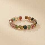 Bague Tourmaline Multicolore Plaqué Or 14k - Deux Modèles - Biloria
