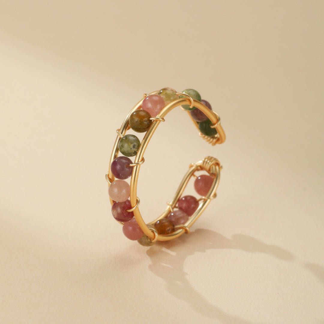 Bague Tourmaline Multicolore Plaqué Or 14k - Deux Modèles - Biloria