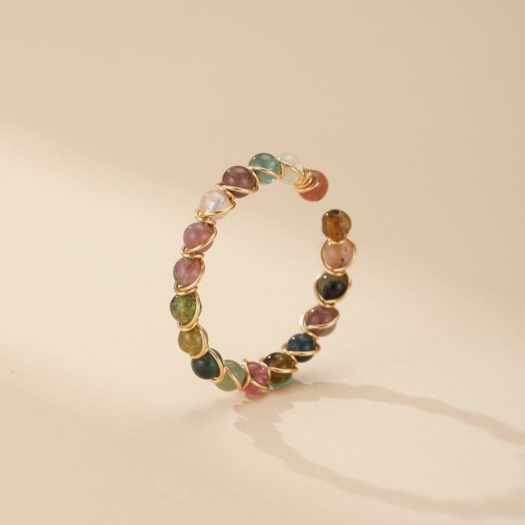 Bague Tourmaline Multicolore Plaqué Or 14k - Deux Modèles - Biloria