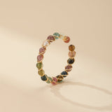 Bague Tourmaline Multicolore Plaqué Or 14k - Deux Modèles - Biloria