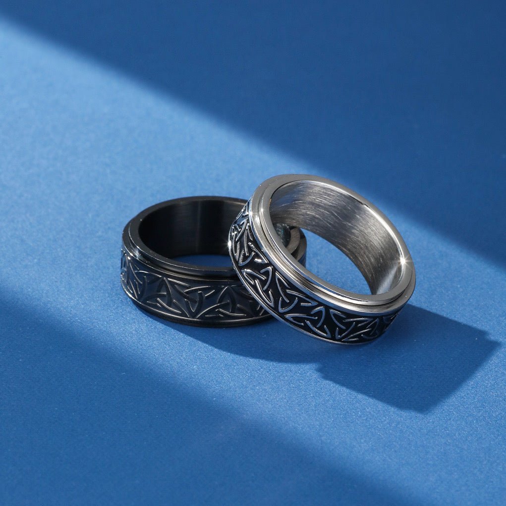 Bague Tournante Triquetra Acier Inoxydable Équilibre Celtique - Biloria