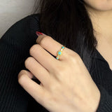 Bague Turquoise et Zircon en Argent 925 Ajustable - Biloria