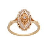 Bague vintage zircon et nacre argent plaqué or – Nostalgia - Biloria