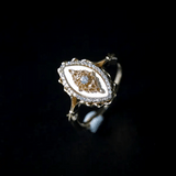Bague vintage zircon et nacre argent plaqué or – Nostalgia - Biloria