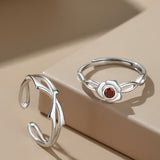 Bagues Couple Épines et Rose Argent 925 Ajustables - Biloria