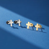 Boucle d'Oreille Croix Homme Petite Taille Acier Inoxydable - Biloria