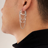 Boucle d'Oreille Homme à Chaînes Multiples Acier 316L Streetwear - Biloria