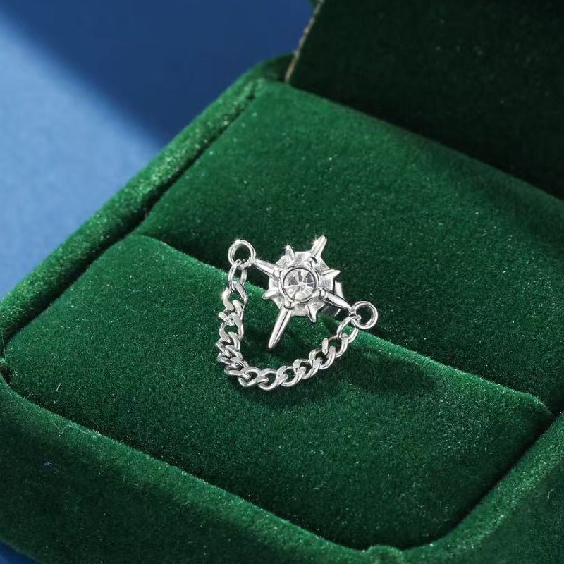 Boucle d'Oreille Homme Acier Étoile Zircon Noir - Biloria