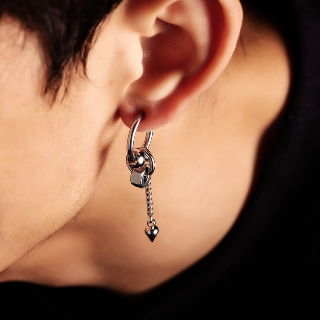 Boucle d'Oreille Homme Acier - Style Underground - Biloria