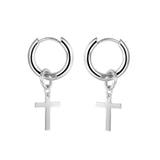 Boucle d'Oreille Homme Croix Minimaliste Acier Inoxydable - Biloria