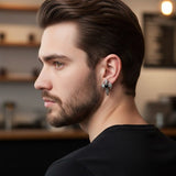 Boucle d'Oreille Homme Lame Sombre Acier Zircon Noir - Biloria
