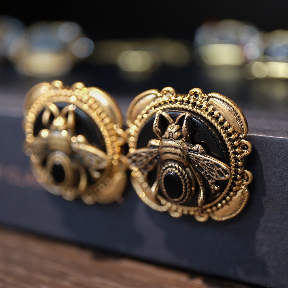 Boucles d'oreilles Agate Abeille Royale - Bijoux Nature et Vintage - Biloria