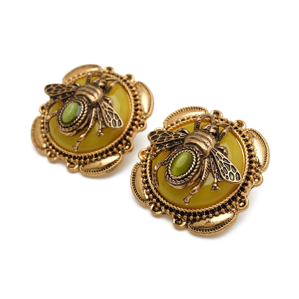 Boucles d'oreilles Agate Abeille Royale - Bijoux Nature et Vintage - Biloria