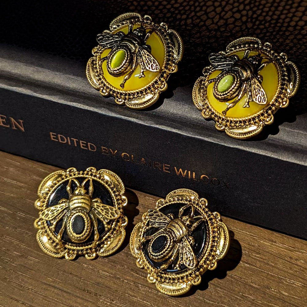 Boucles d'oreilles Agate Abeille Royale - Bijoux Nature et Vintage - Biloria