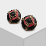 Boucles d'Oreilles Agate Rouge et Noire - Bijou Vintage Tendance - Biloria