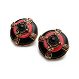 Boucles d'Oreilles Agate Rouge et Noire - Bijou Vintage Tendance - Biloria