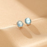 Boucles d'oreilles Aigue Marine Argent S925 Taille L - Biloria
