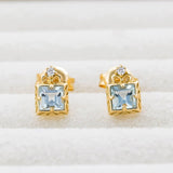 Boucles d'Oreilles Aigue Marine – Plaqué Or pour un Nouveau Départ - Biloria