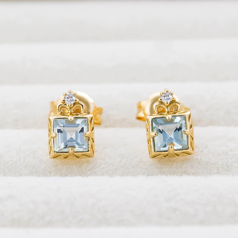 Boucles d'Oreilles Aigue Marine – Plaqué Or pour un Nouveau Départ - Biloria