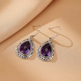 Boucles d'oreilles Améthyste Goutte – Argent 925 Fait Main - Biloria
