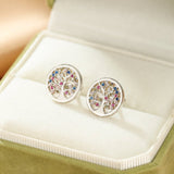 Boucles d'Oreilles Arbre de Vie Vie Florissante Argent S925 Zircon - Biloria