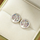 Boucles d'Oreilles Arbre de Vie Vie Florissante Argent S925 Zircon - Biloria