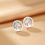 Boucles d'Oreilles Arbre de Vie Vie Florissante Argent S925 Zircon - Biloria