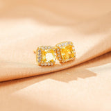 Boucles d'Oreilles Citrine Argent Carré Éclat Solaire - Biloria