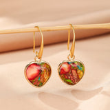 Boucles d'Oreilles Cœur Jaspe Multicolore – Bijou de Bien-être - Biloria