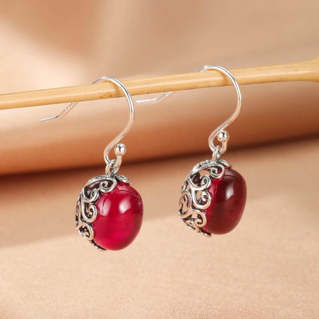 Boucles d'Oreilles Cornaline Argent 925 – Cadeau Féminin - Biloria