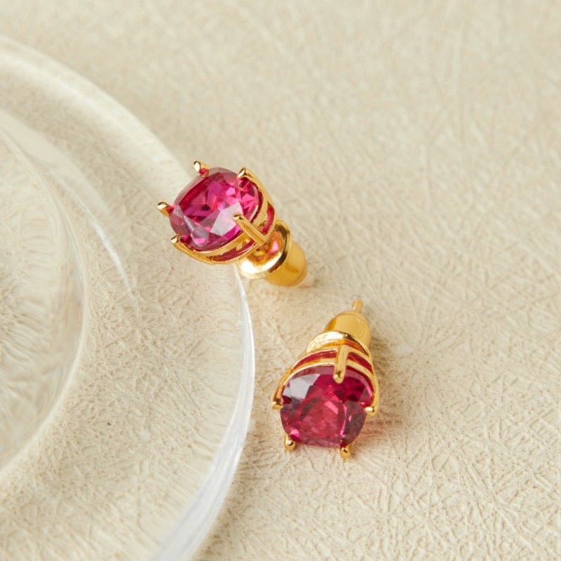 Boucles d'Oreilles Cornaline Essence de Vie en Argent Plaqué Or - Biloria