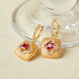 Boucles d'Oreilles Cornaline Trèfle Porte-Bonheur - Argent Plaqué Or - Biloria