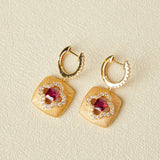 Boucles d'Oreilles Cornaline Trèfle Porte-Bonheur - Argent Plaqué Or - Biloria