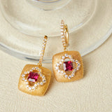 Boucles d'Oreilles Cornaline Trèfle Porte-Bonheur - Argent Plaqué Or - Biloria
