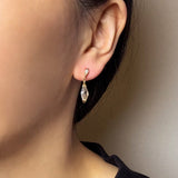 Boucles d'Oreilles Cristal de Roche Pluie Dorée Argent Plaqué Or 14K - Biloria